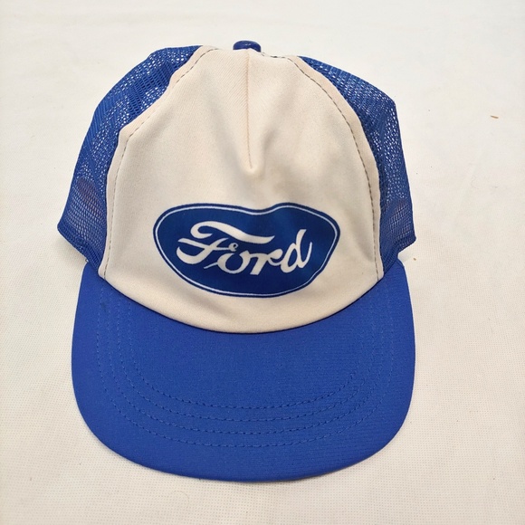 Ford Vintage Look Hat Trucker Mesh Soft Cap Blue Black Logo New Nwt Vtg F-150